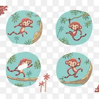 彩色猴子插画设计