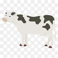 卡通手绘矢量奶牛动物站立
