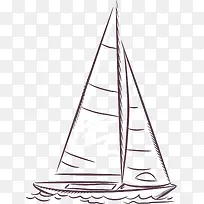 素描棕色帆船
