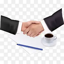 咖啡和商务人士握手矢量素材