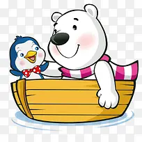 船上的北极熊和企鹅