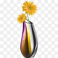 黄色太阳花玻璃花瓶