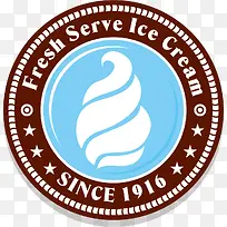 蓝色圆形冰淇淋贴纸
