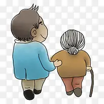 扶着妈妈走