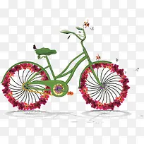 创意花朵装饰自行车