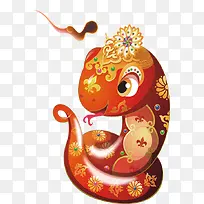 手绘中国风红色的蛇