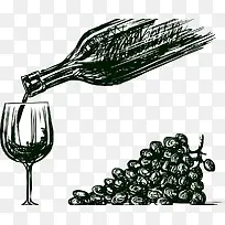 手绘素描酒庄矢量图