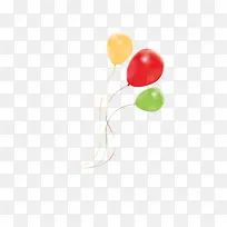 三种颜色牵绳气球透明背景素材