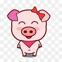 手绘微笑的猪剪影