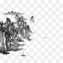 古典精美中国风山水墨画免抠素材