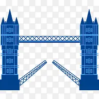 蓝色几何高楼大桥