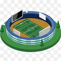高端绿色3D足球场地矢量素材