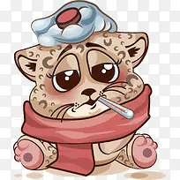 矢量图感冒的猫咪