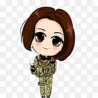 特种兵女兵手势素材