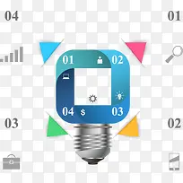 矢量方形灯炮信息图表