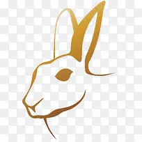 兔子头黄色线条插画素材