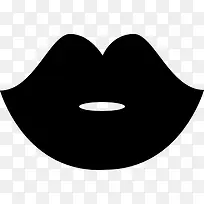 女人黑色的嘴唇形状图标