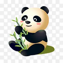 矢量卡通可爱彩色小熊猫竹子