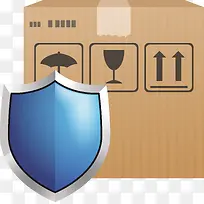 一个褐色箱子与安全盾牌