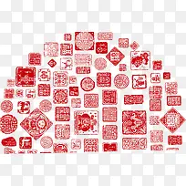 2017红色中式福字装饰素材