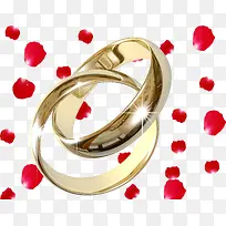 情人节浪漫戒指与玫瑰瓣创意设计