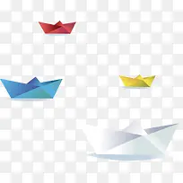 彩色折纸船矢量图