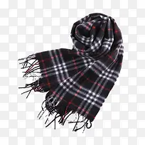 黑色红白条纹羊绒围巾
