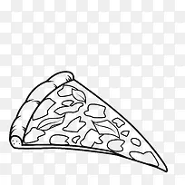 手绘黑色线描一片披萨png