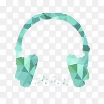 创意蓝绿色的耳机PNG