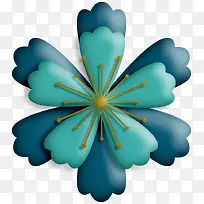 立体雕浮蓝色花朵