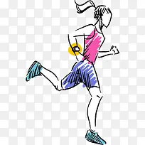 马拉松手绘跑步的女人
