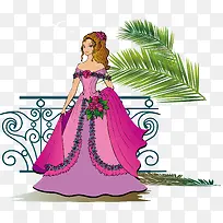 穿地中海服饰的公主时尚人物插画