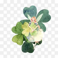 幸运草和花仙子素材图片