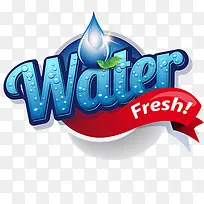 蓝色water水滴水艺术字