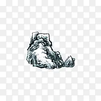 中国风干墨石山水墨画