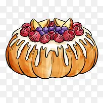 水彩风手绘生日冬瓜造型水果蛋糕