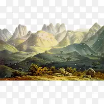 矢量手绘山林