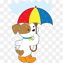 下雨天打伞的小狗