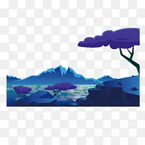 紫山唯美插画矢量免抠图