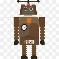 矢量手绘棕色机器人