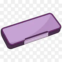 紫色长方体矢量卡通文具盒