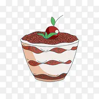 巧克力樱桃甜品蛋糕水彩手绘蛋糕