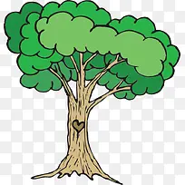 绿色卡通爱心树木