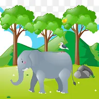 矢量森林里的大象