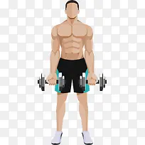 卡通锻炼的肌肉男人图