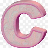 粉紫色立体字母C