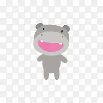 灰红色的卡通河马