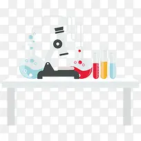 显微镜生物实验元素矢量插画