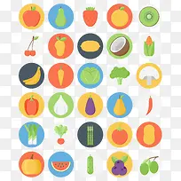水果蔬菜简化图形图标