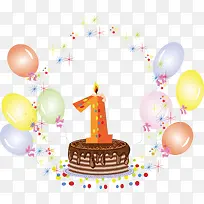 蜡烛蛋糕气球装饰生日元素